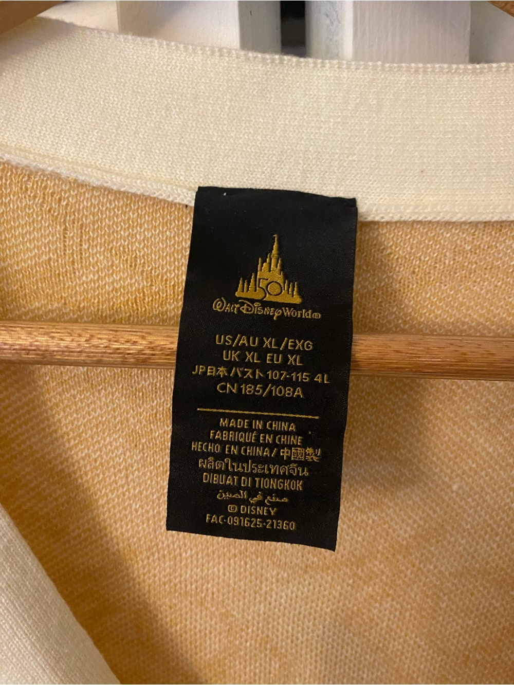 Disney Cream & Gold V-Neck Cardigan with Castle Motif 50th Anniversary - Picture 4 of 5